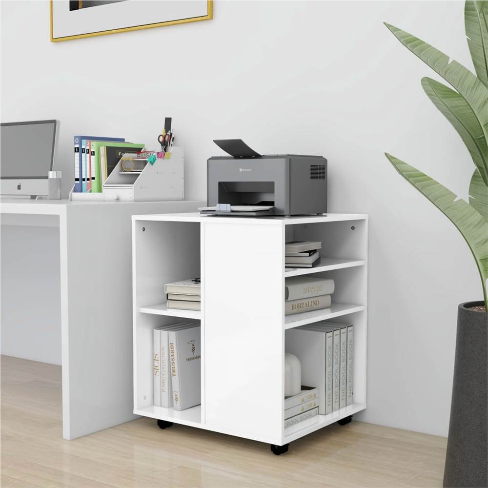 Rolling Cabinet High Gloss White 60x53x72 cm Chipboard