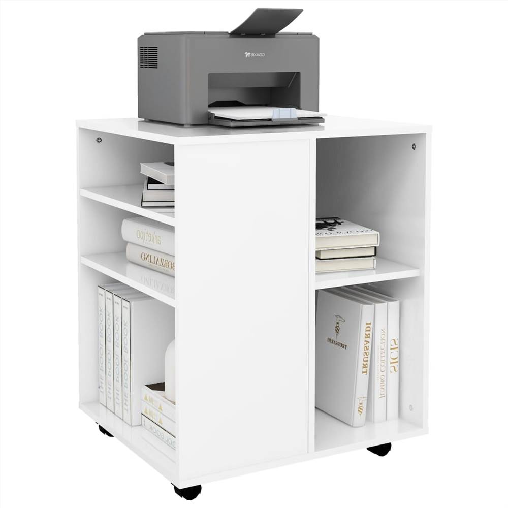 Rolling Cabinet High Gloss White 60x53x72 cm Chipboard