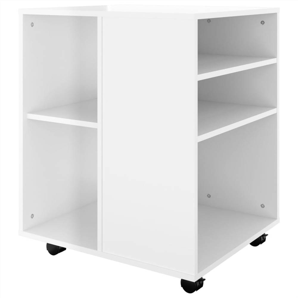 Rolling Cabinet High Gloss White 60x53x72 cm Chipboard