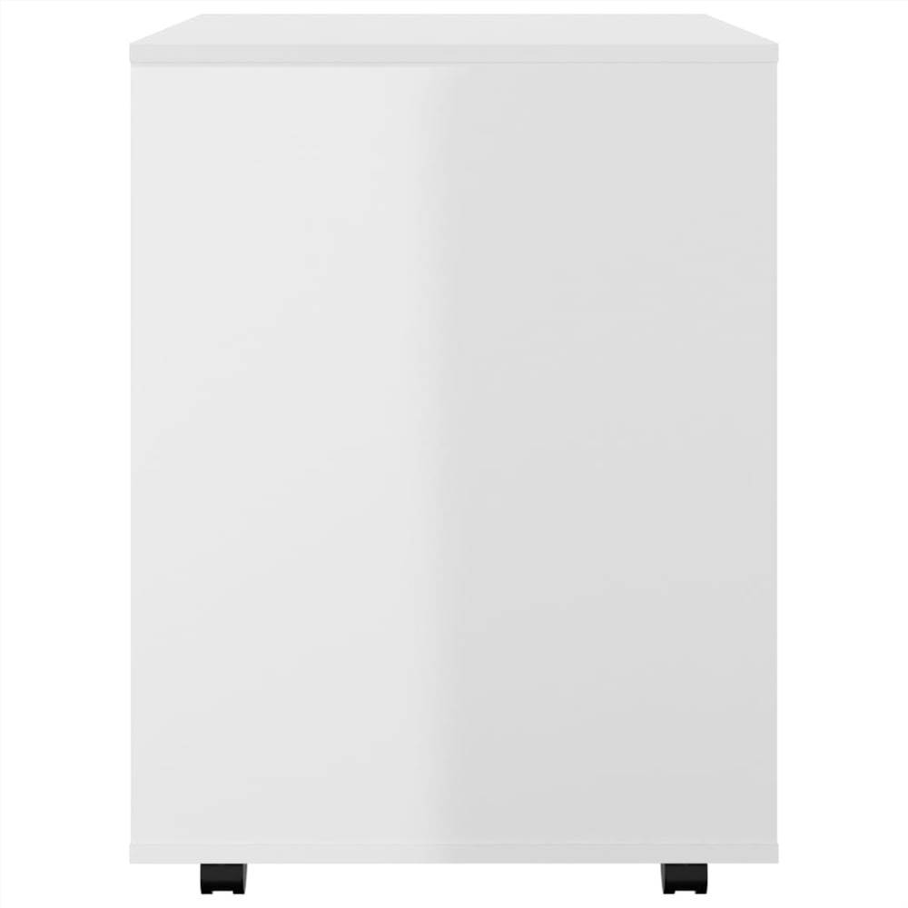 Rolling Cabinet High Gloss White 60x53x72 cm Chipboard