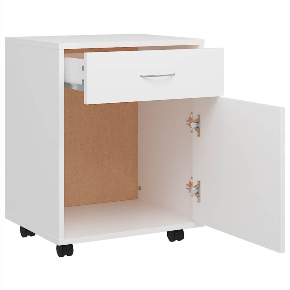 Rolling Cabinet White 45x38x54 cm Chipboard