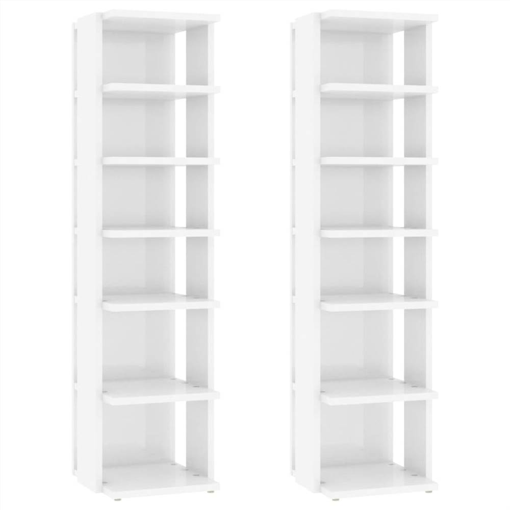 Shoe Cabinets 2 pcs High Gloss White 25x27x102 cm