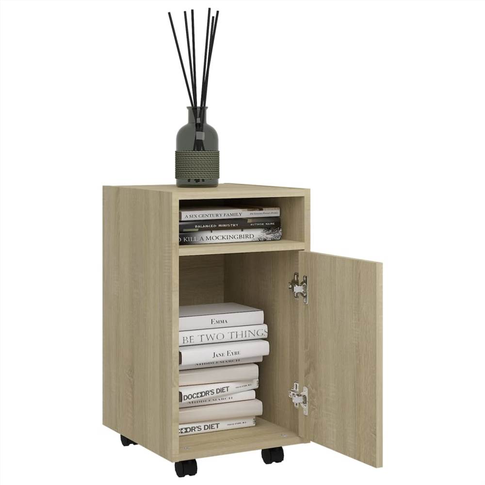 Side Cabinet with Wheels Sonoma Oak 33x38x60 cm Chipboard