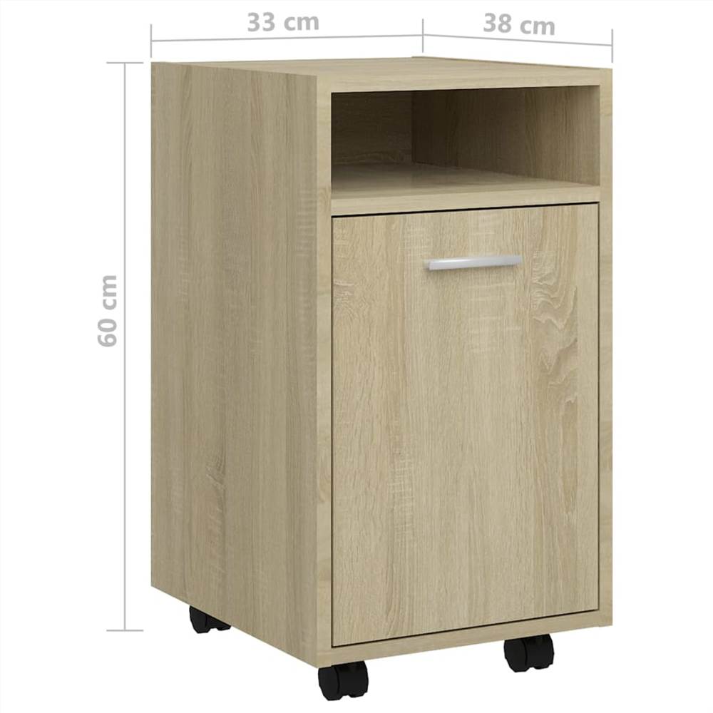 Side Cabinet with Wheels Sonoma Oak 33x38x60 cm Chipboard