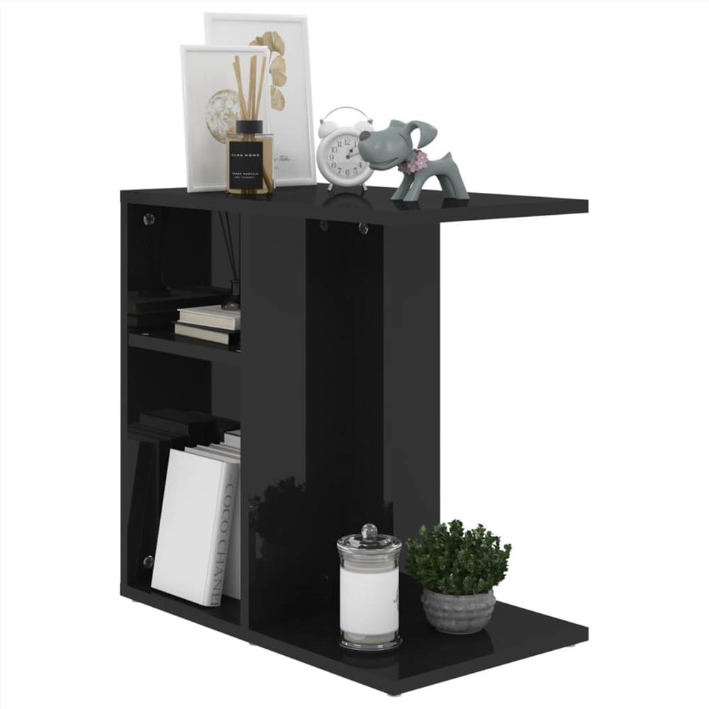 Side Table High Gloss Black 50x30x50 cm Chipboard