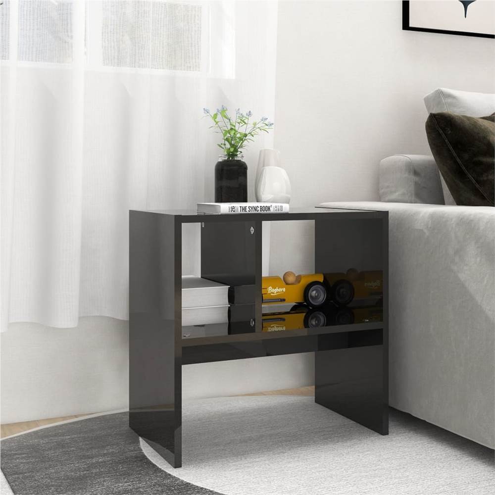 Side Table High Gloss Black 50x30x50 cm Chipboard