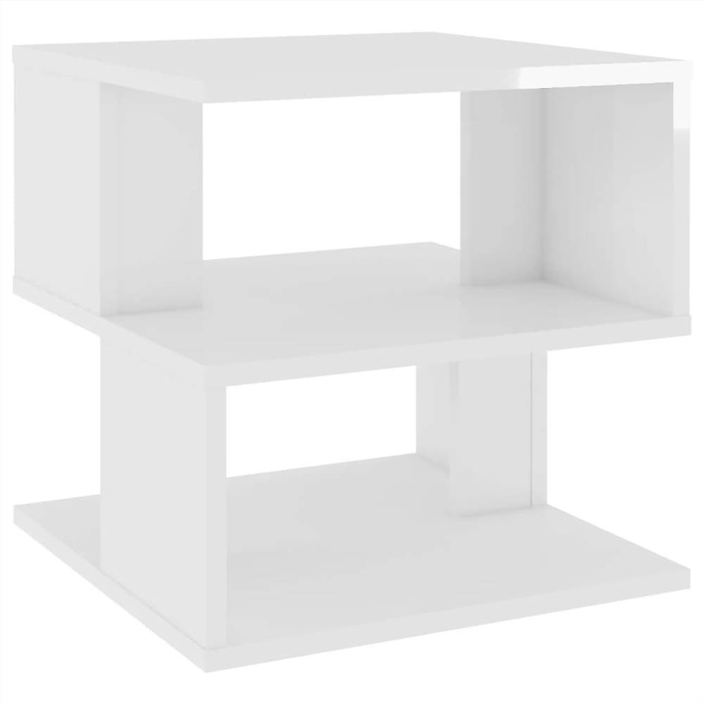 Side Table High Gloss White 40x40x40 cm Chipboard