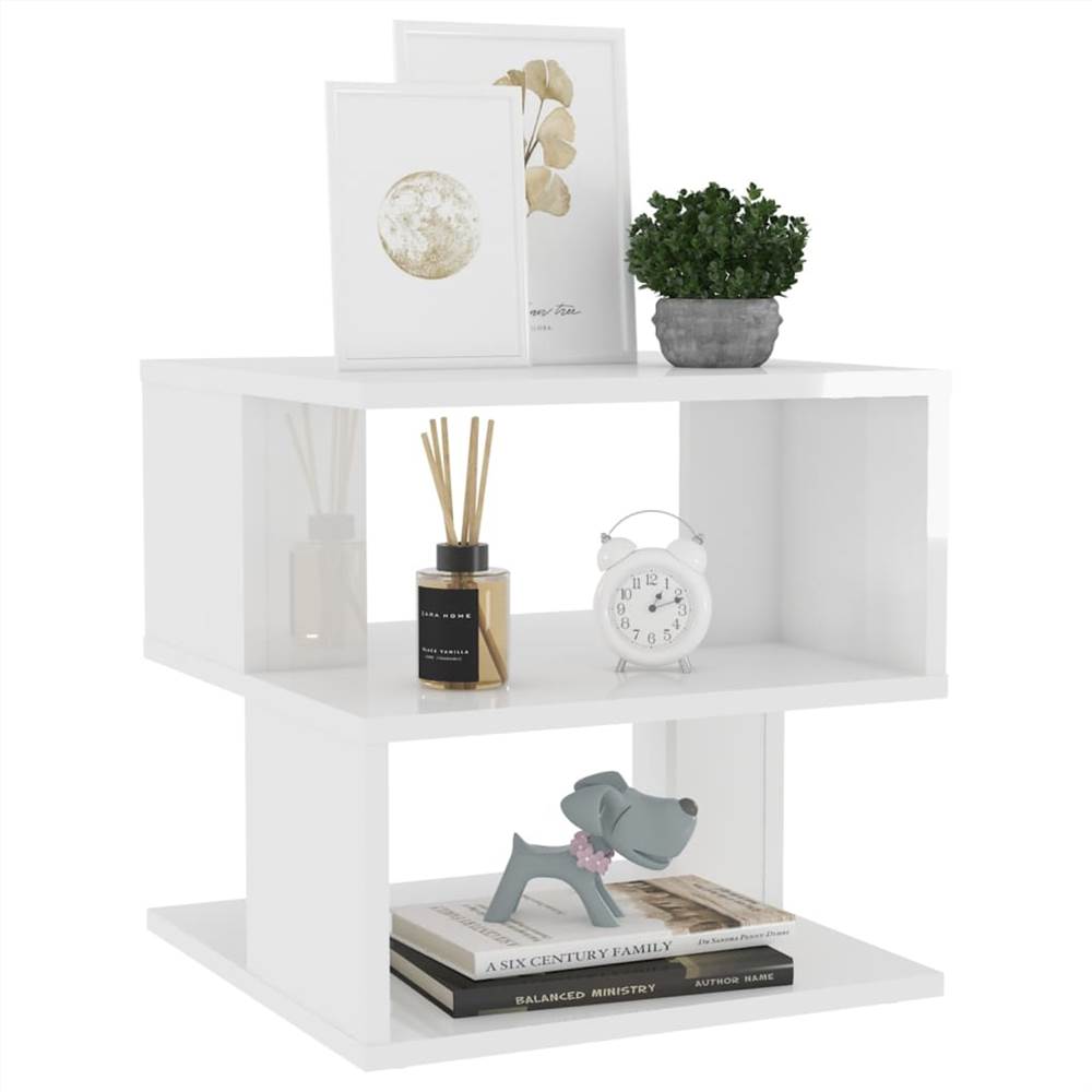 Side Table High Gloss White 40x40x40 cm Chipboard