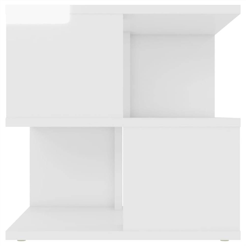 Side Table High Gloss White 40x40x40 cm Chipboard