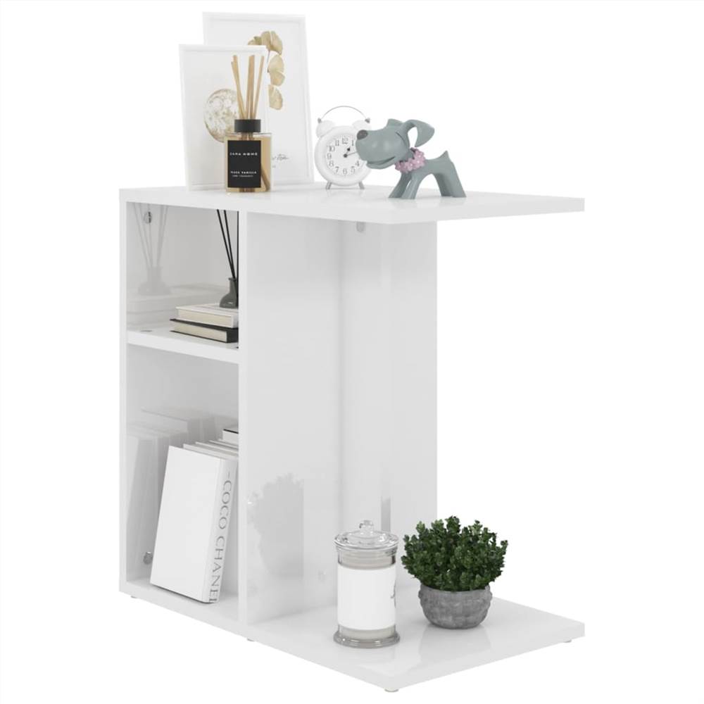 Side Table High Gloss White 50x30x50 cm Chipboard