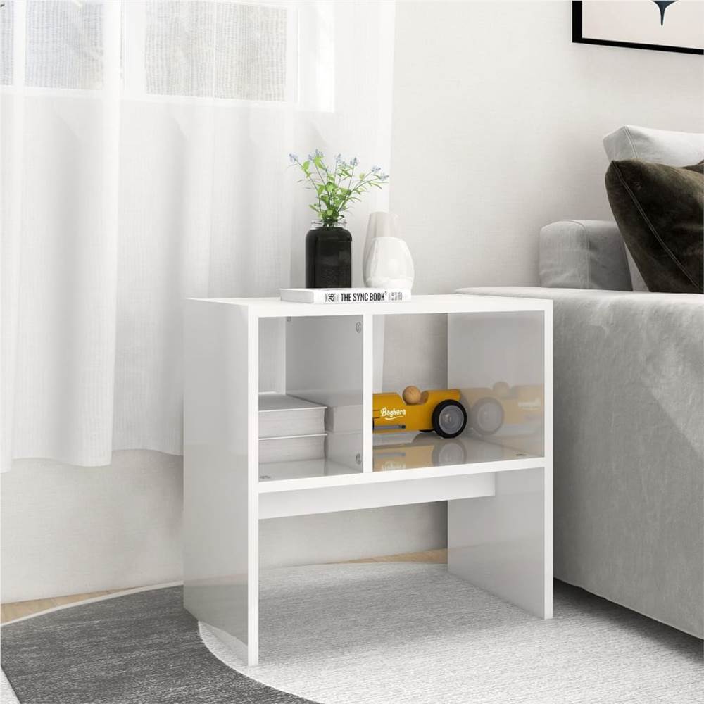 Side Table High Gloss White 50x30x50 cm Chipboard