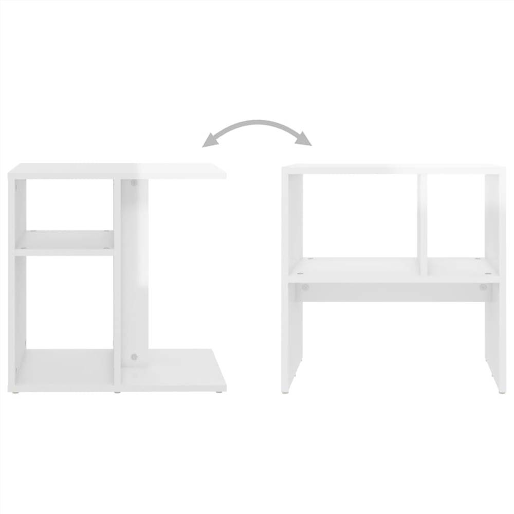 Side Table High Gloss White 50x30x50 cm Chipboard