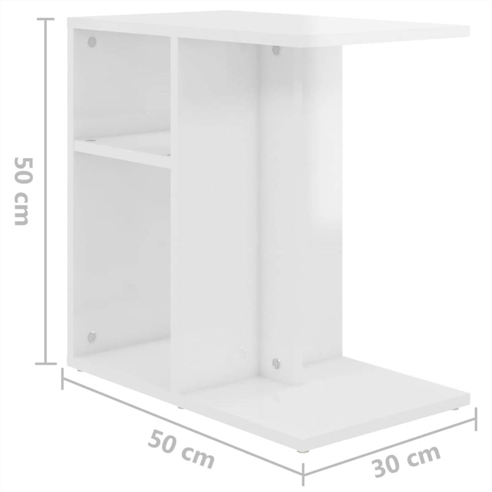 Side Table High Gloss White 50x30x50 cm Chipboard