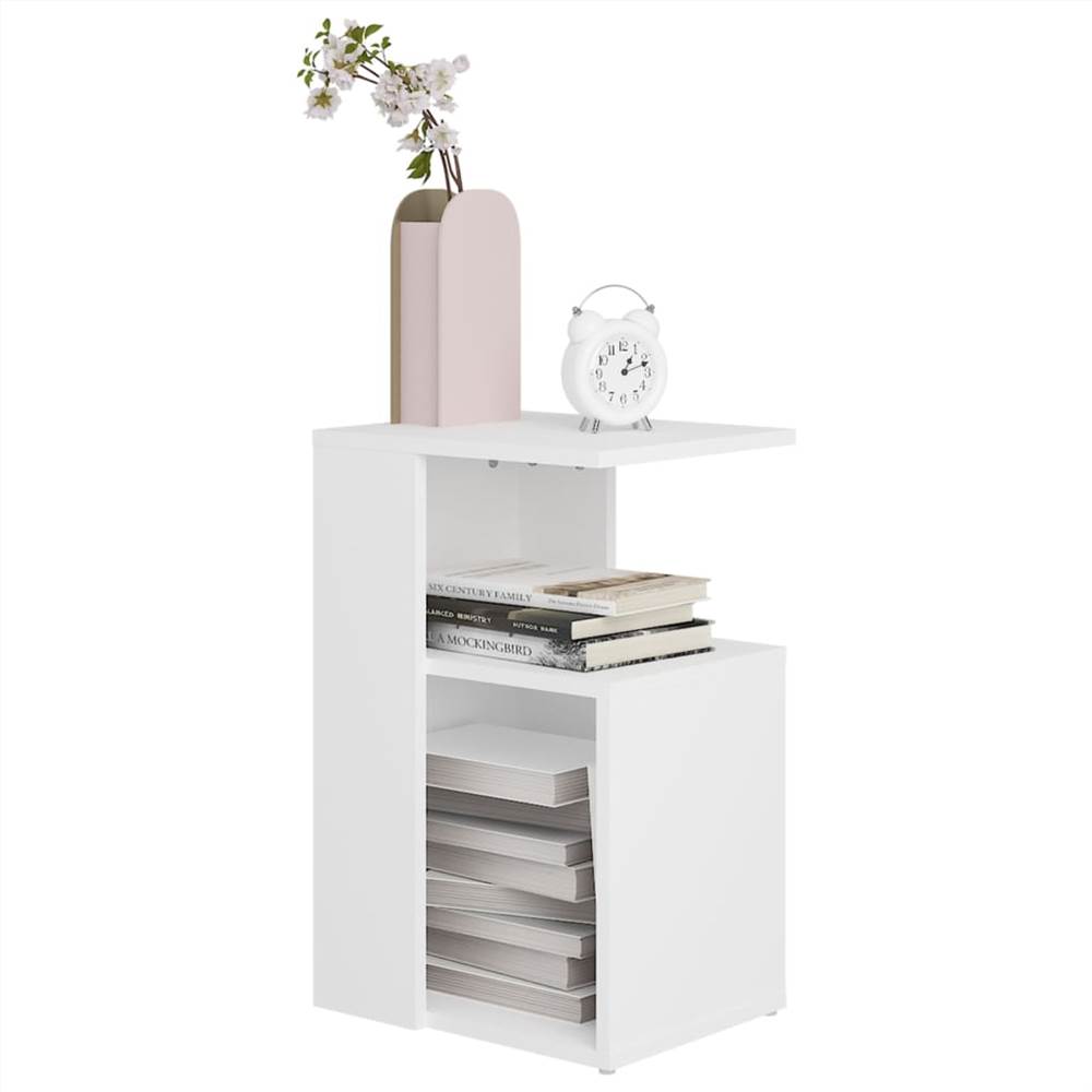 Side Table White 36x30x56 cm Chipboard