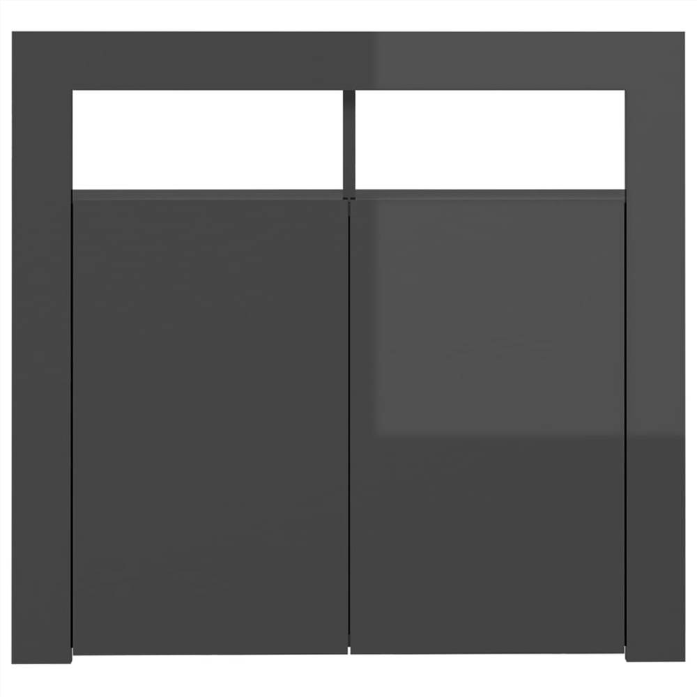 Sideboard with LED Lights High Gloss Grey 80x35x75 cm