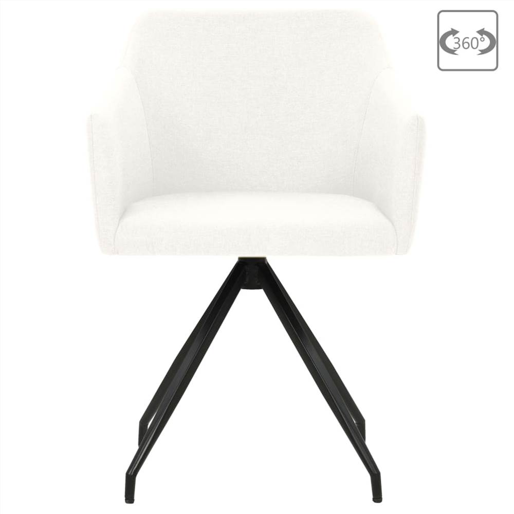Swivel Dining Chairs 2 pcs Cream Fabric