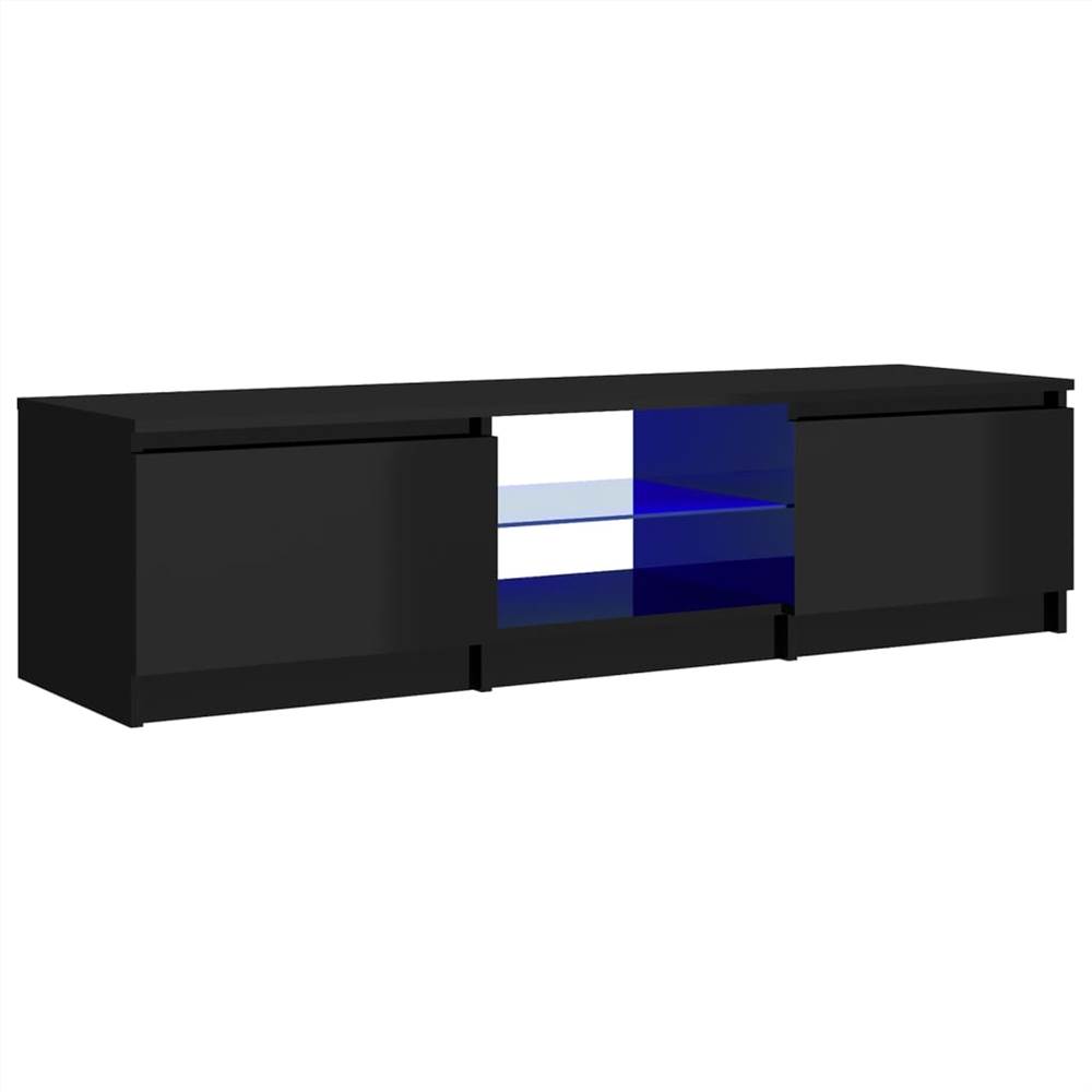 TV Cabinet with LED Lights High Gloss Black 140x40x35.5 cm