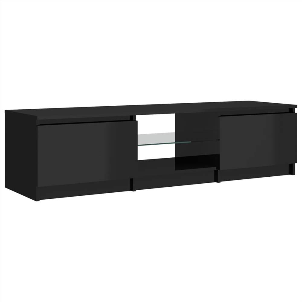 TV Cabinet with LED Lights High Gloss Black 140x40x35.5 cm