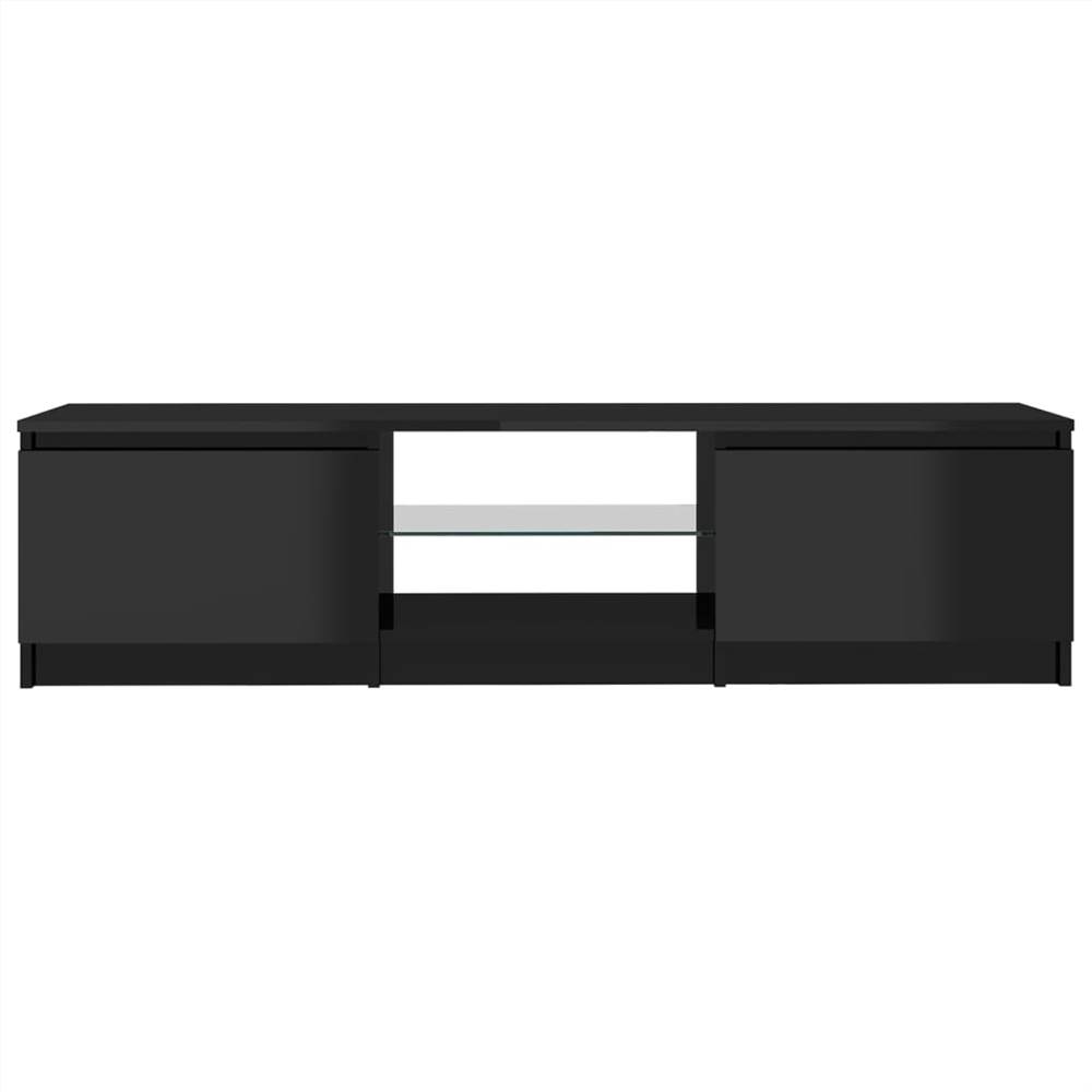 TV Cabinet with LED Lights High Gloss Black 140x40x35.5 cm