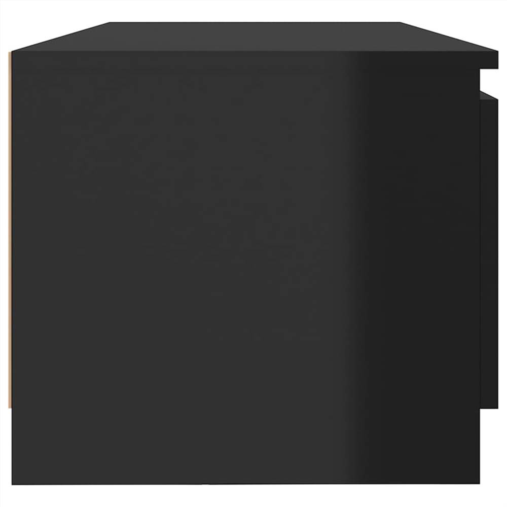 TV Cabinet with LED Lights High Gloss Black 140x40x35.5 cm