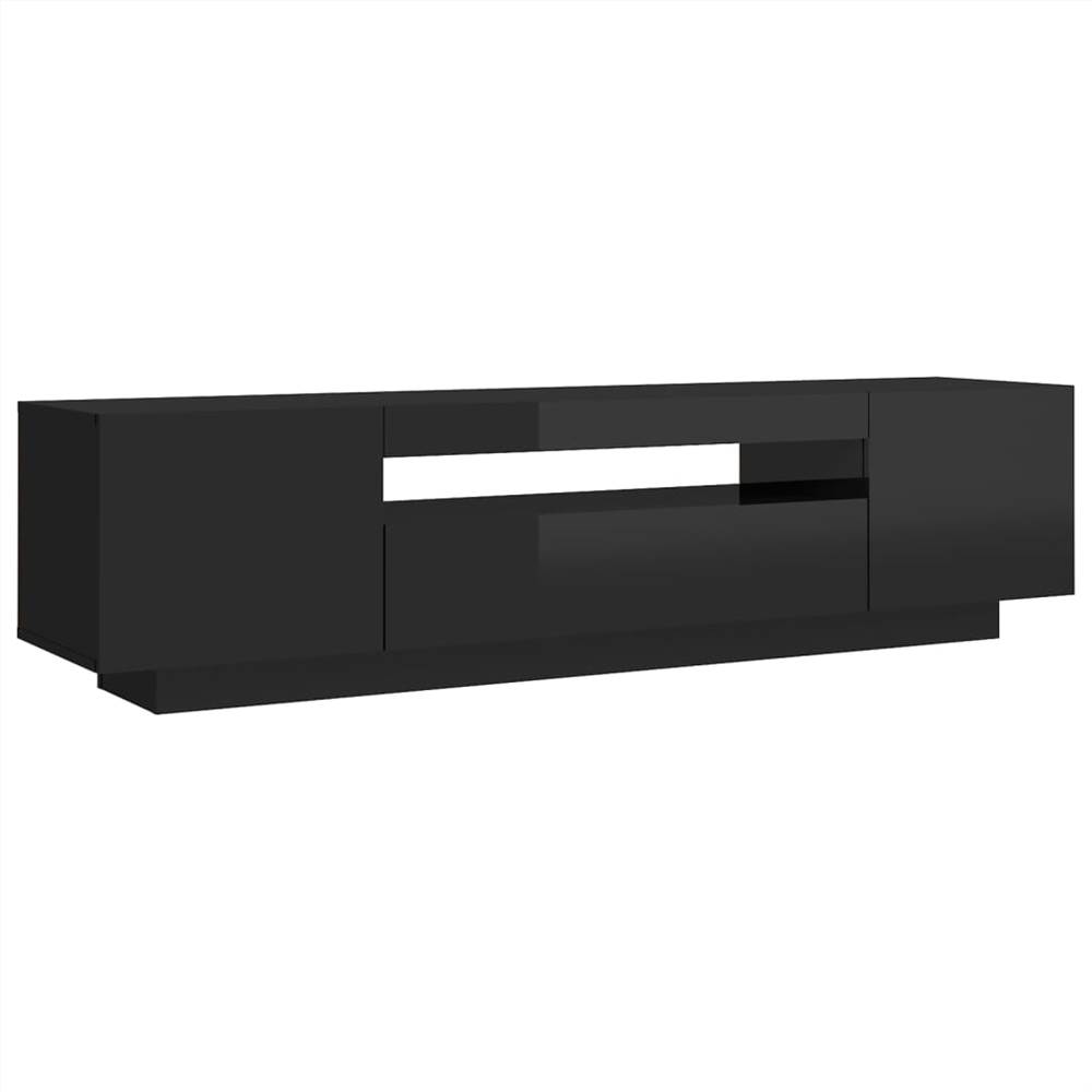 TV Cabinet with LED Lights High Gloss Black 160x35x40 cm