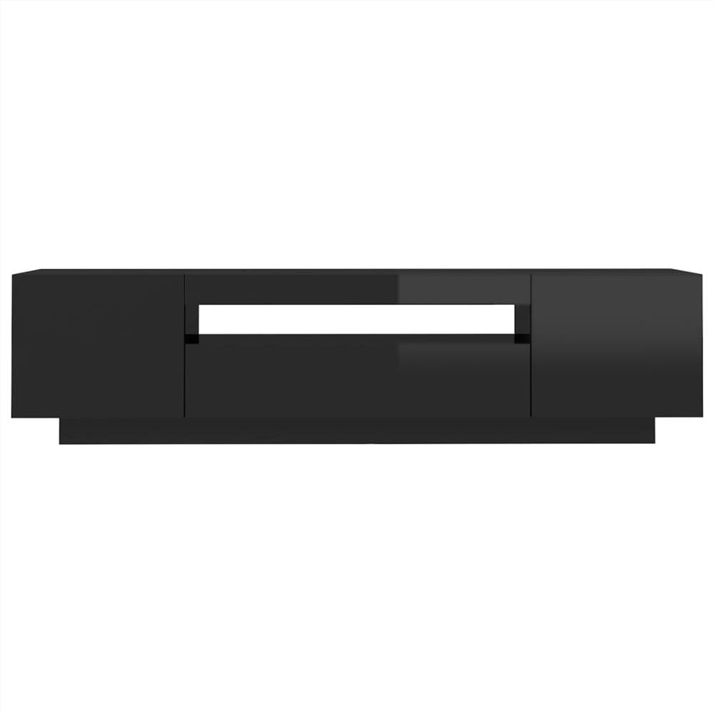 TV Cabinet with LED Lights High Gloss Black 160x35x40 cm