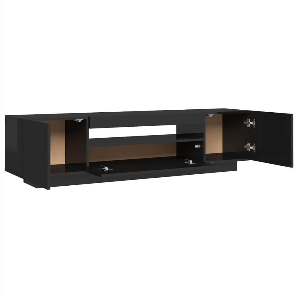 TV Cabinet with LED Lights High Gloss Black 160x35x40 cm