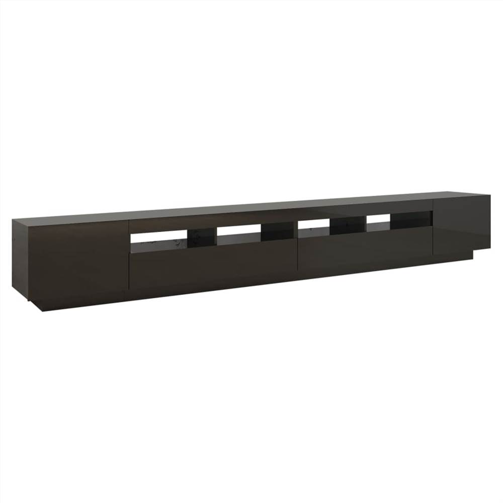 TV Cabinet with LED Lights High Gloss Black 300x35x40 cm