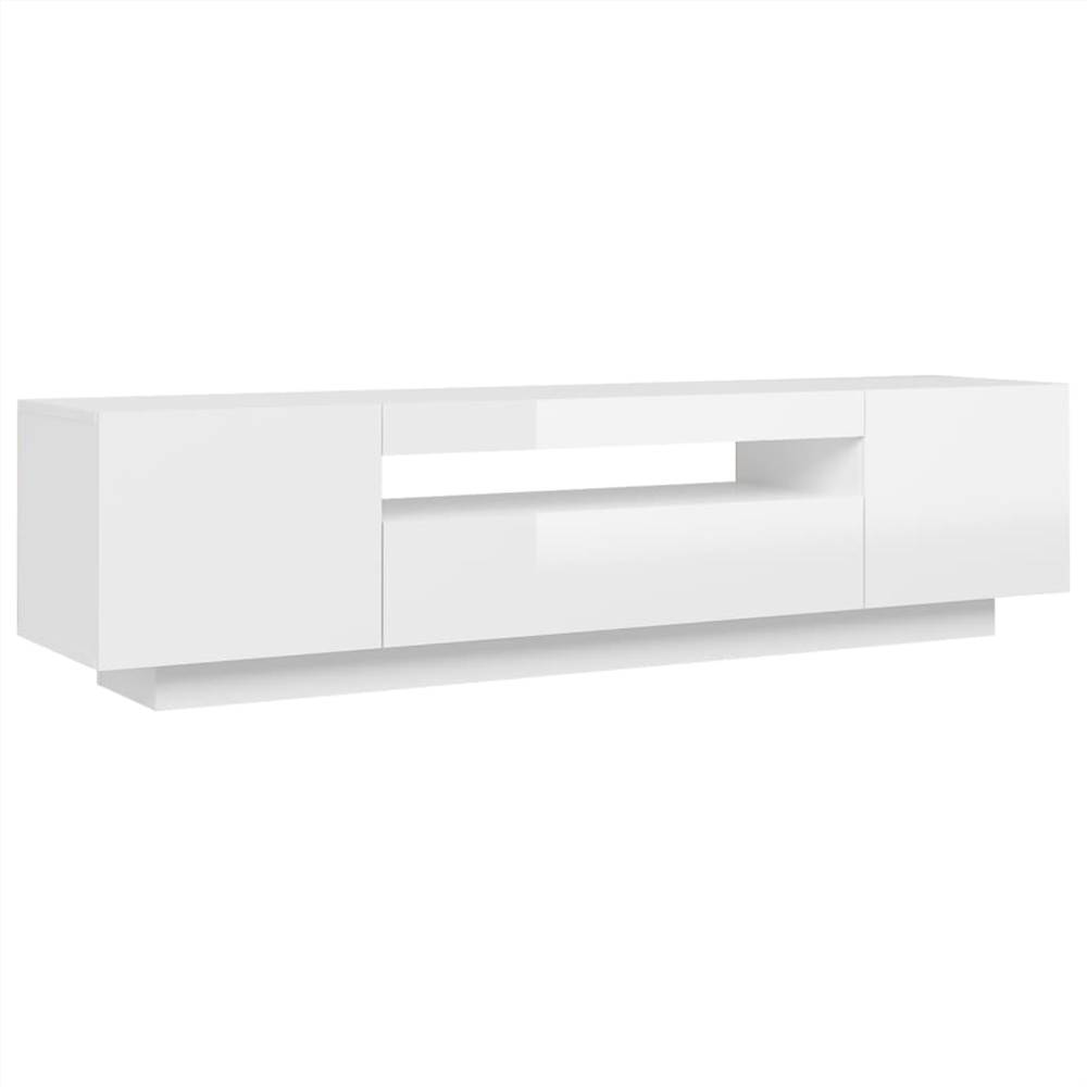 TV Cabinet with LED Lights High Gloss White 160x35x40 cm