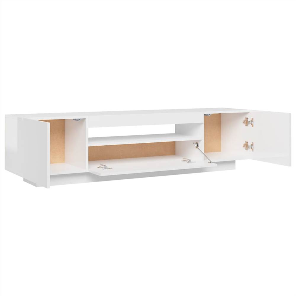 TV Cabinet with LED Lights High Gloss White 160x35x40 cm