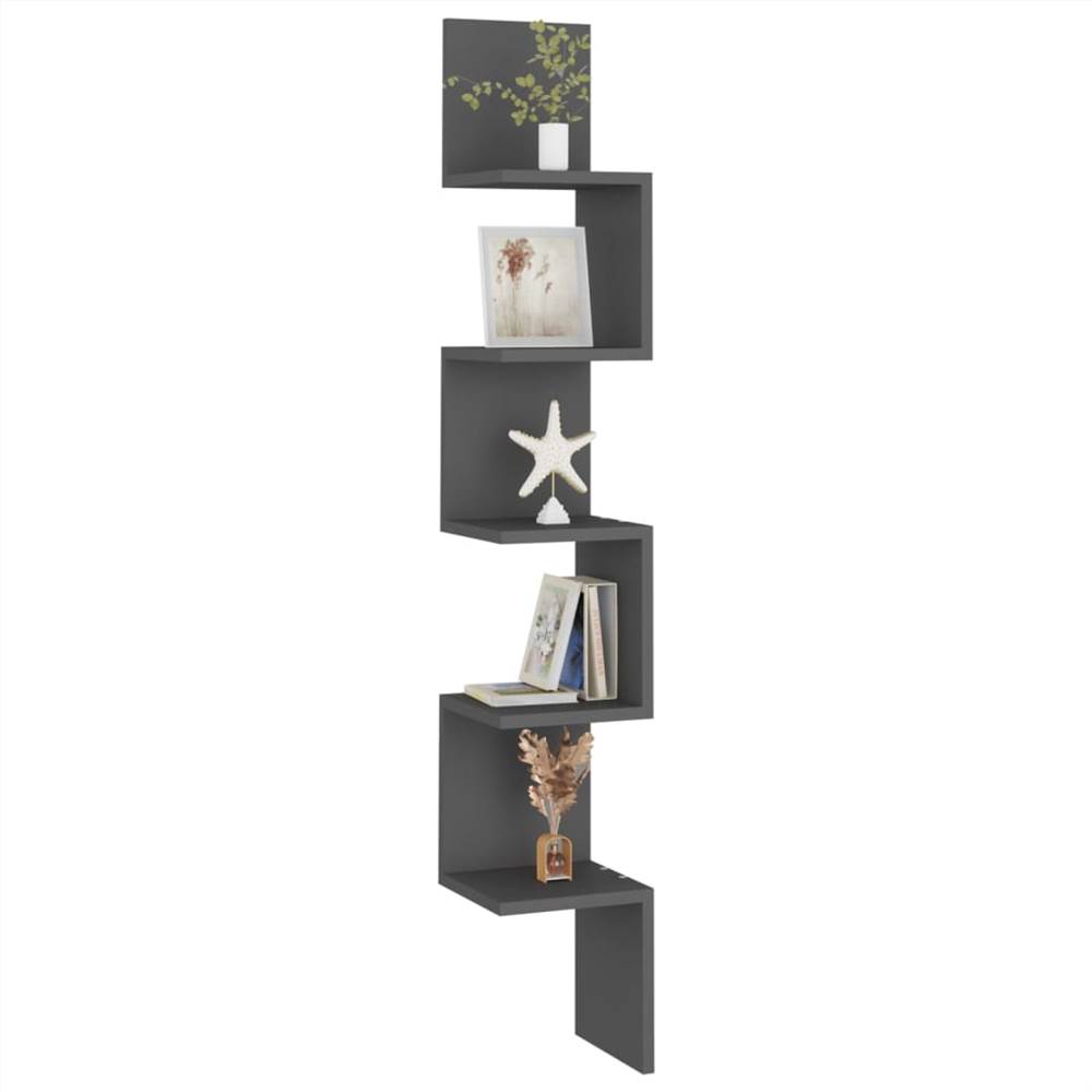 Wall Corner Shelf Grey 20x20x127.5 cm Chipboard