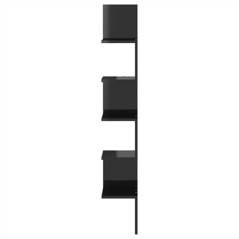 Wall Corner Shelf High Gloss Black 20x20x127.5 cm Chipboard