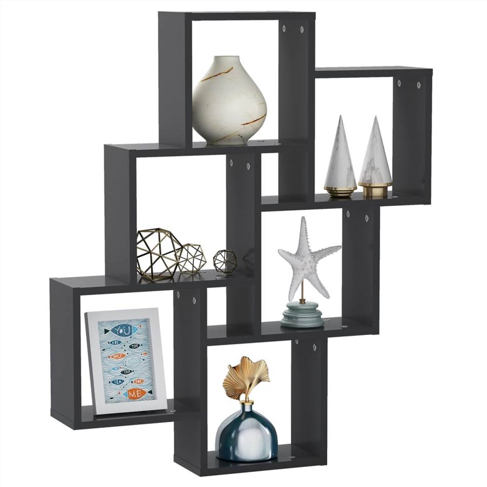 Wall Cube Shelf Grey 78x15x93 cm Chipboard