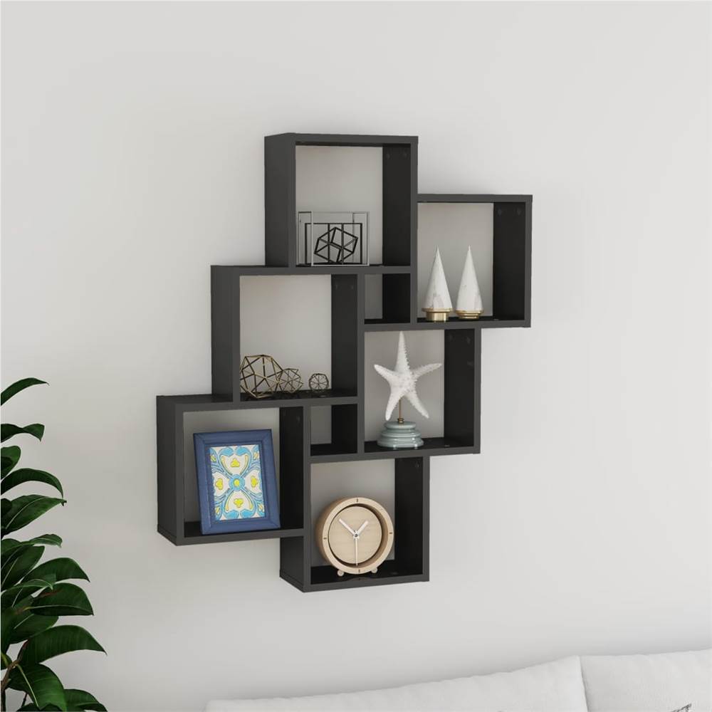 

Wall Cube Shelf High Gloss Grey 78x15x93 cm Chipboard