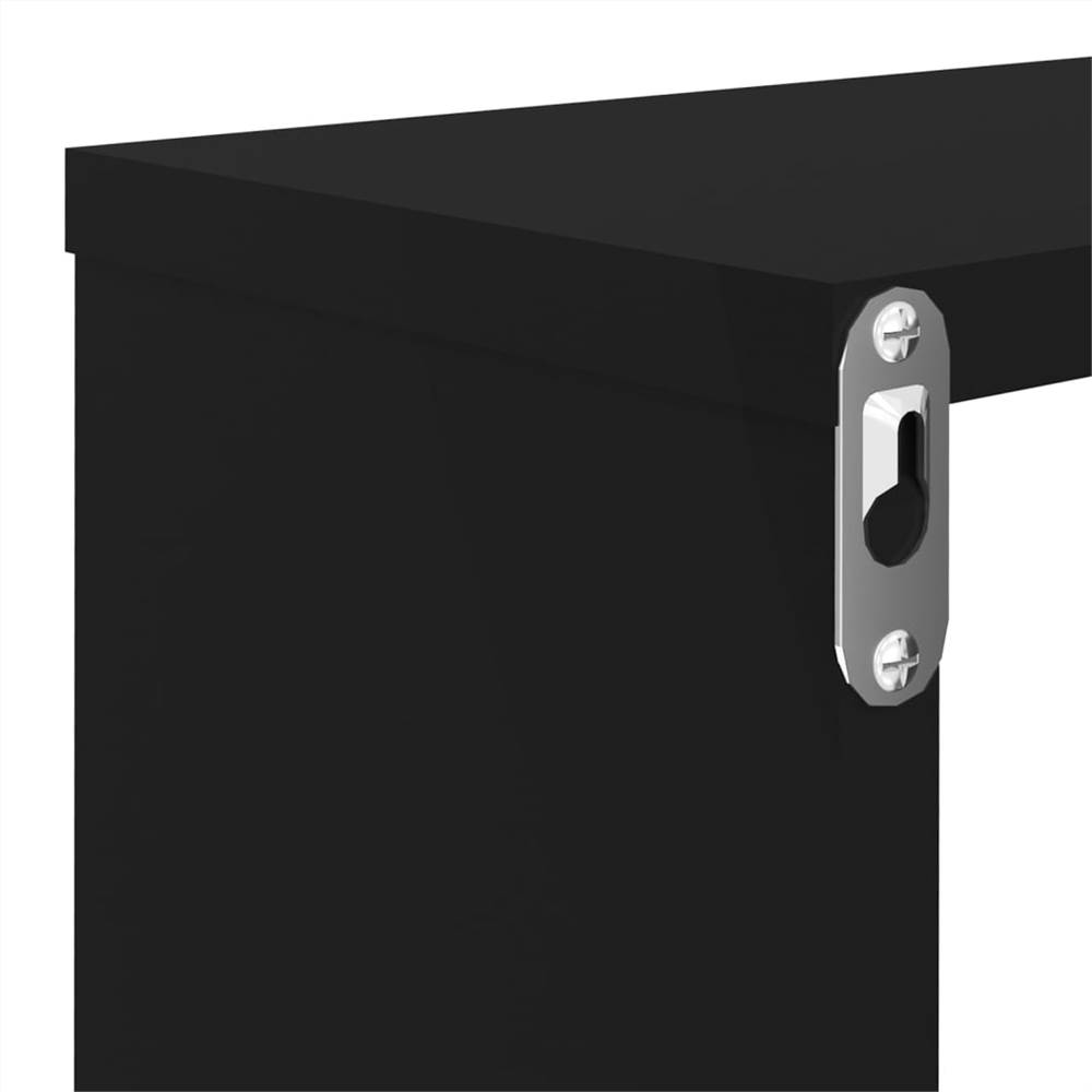 Wall Cube Shelves 2 pcs Black 80x15x26.5 cm Chipboard