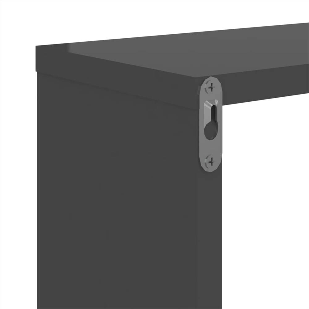 Wall Cube Shelves 2 pcs High Gloss Grey 22x15x22 cm
