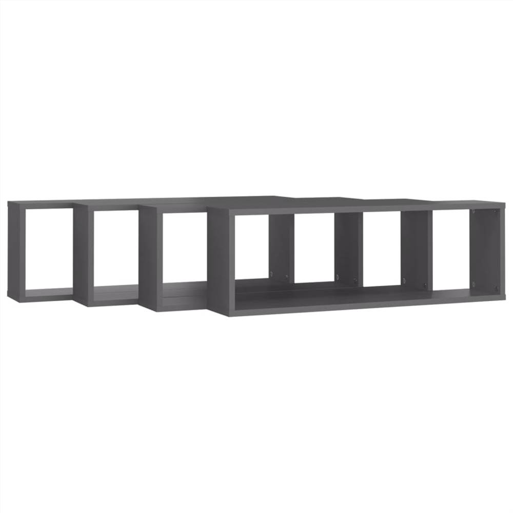 Wall Cube Shelves 4 pcs Grey 80x15x26.5 cm Chipboard