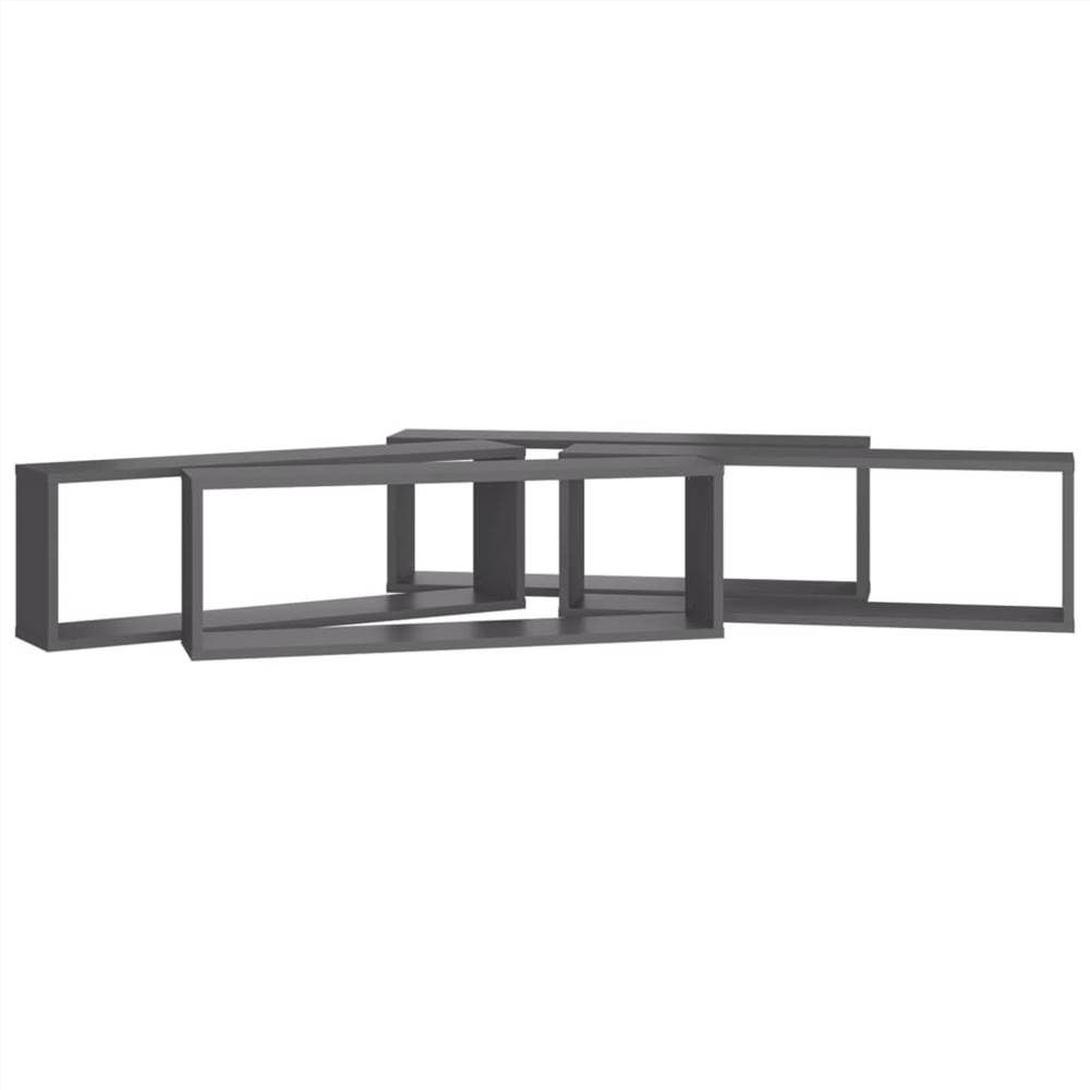 Wall Cube Shelves 4 pcs Grey 80x15x26.5 cm Chipboard