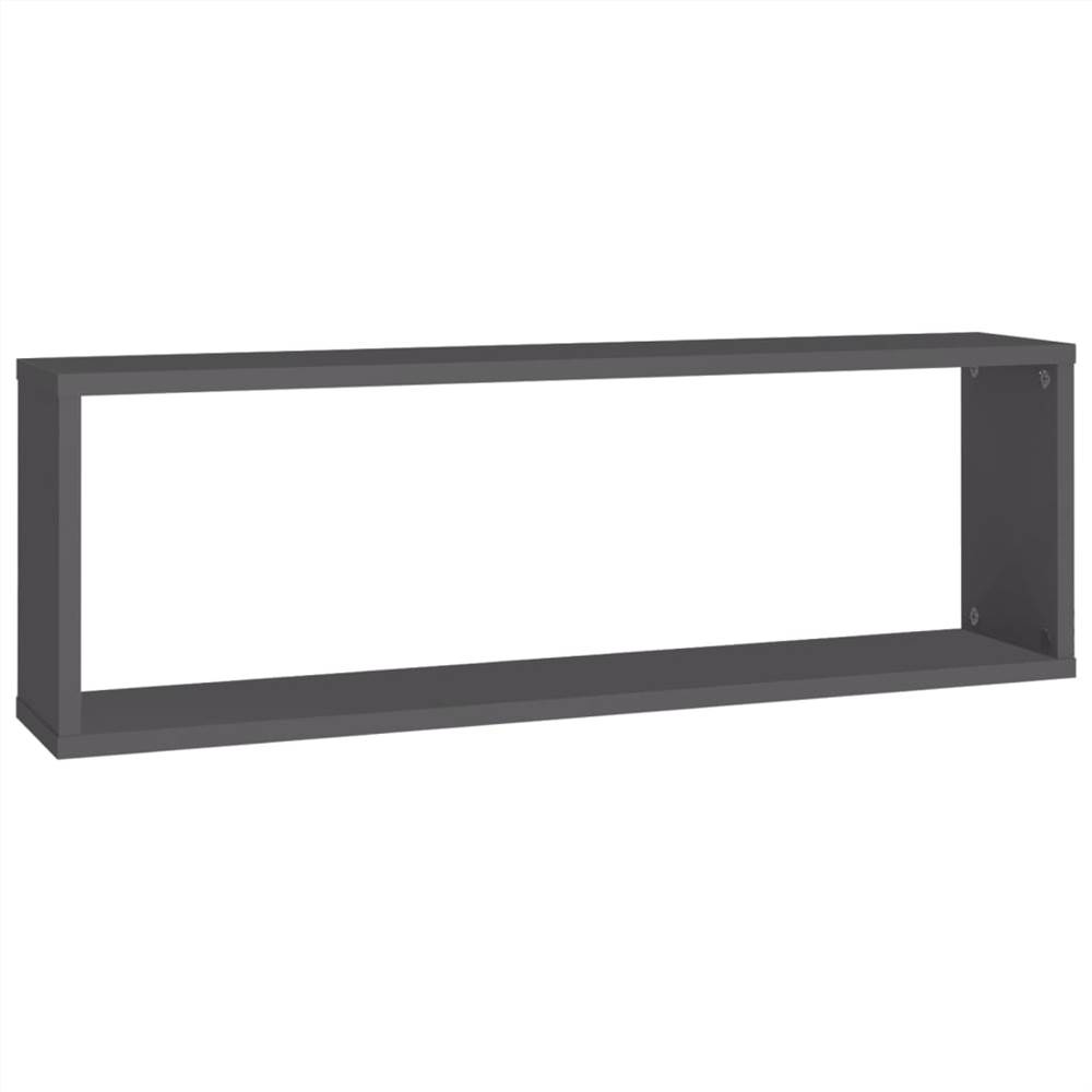 Wall Cube Shelves 4 pcs Grey 80x15x26.5 cm Chipboard