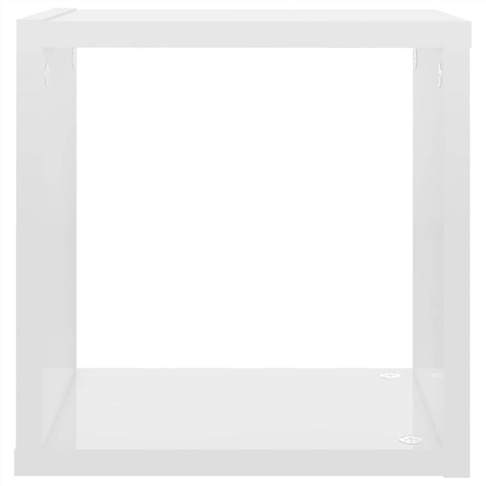 Wall Cube Shelves 4 pcs High Gloss White 26x15x26 cm