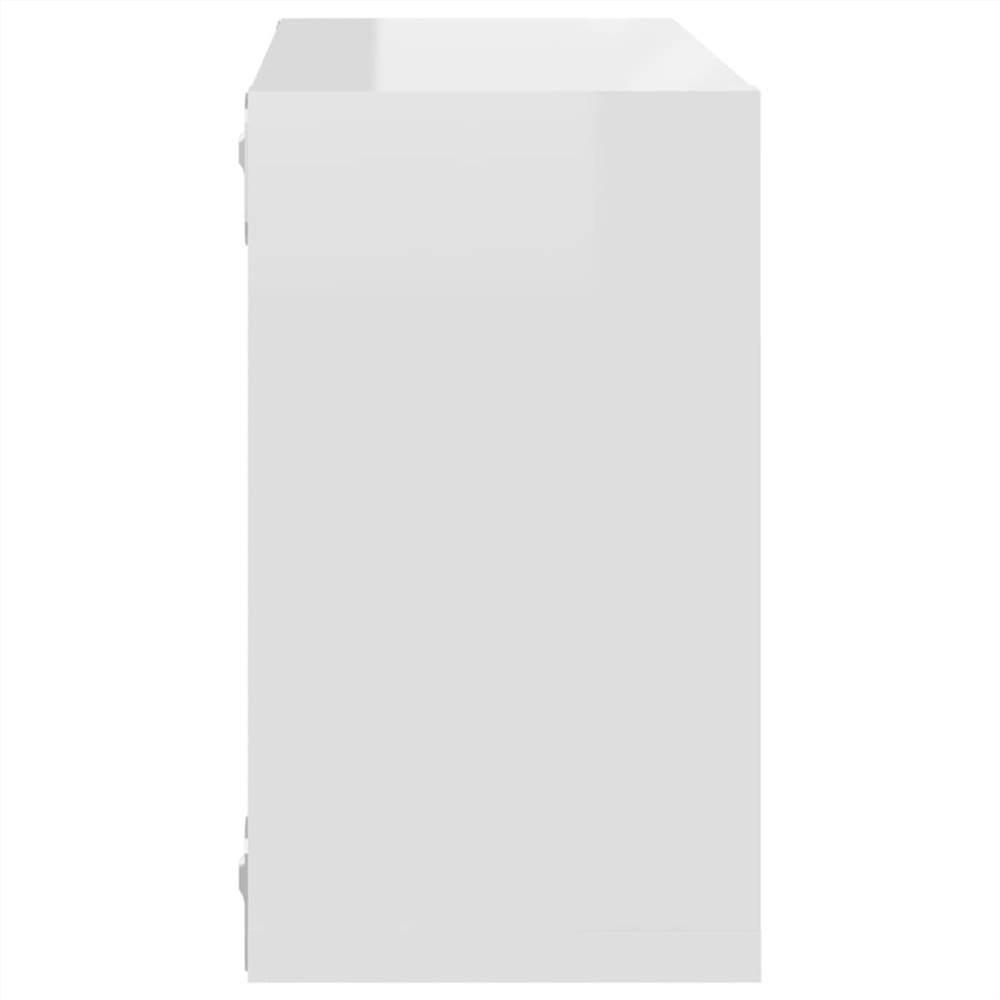 Wall Cube Shelves 4 pcs High Gloss White 26x15x26 cm