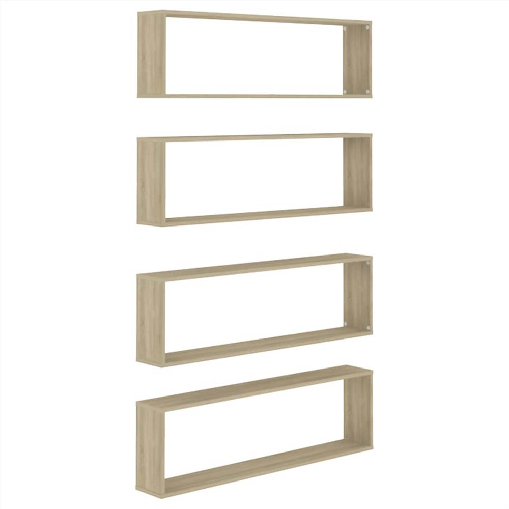 Wall Cube Shelves 4 pcs Sonoma Oak 100x15x30 cm Chipboard