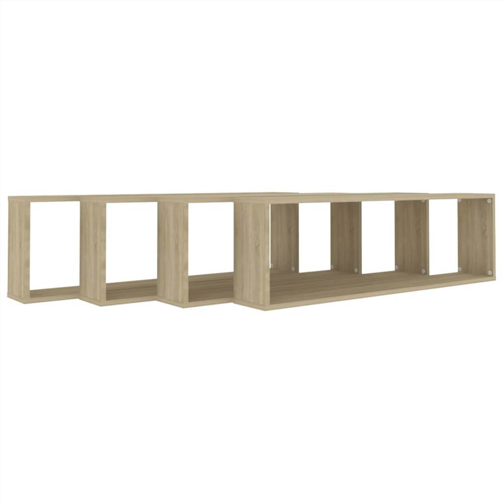 Wall Cube Shelves 4 pcs Sonoma Oak 100x15x30 cm Chipboard