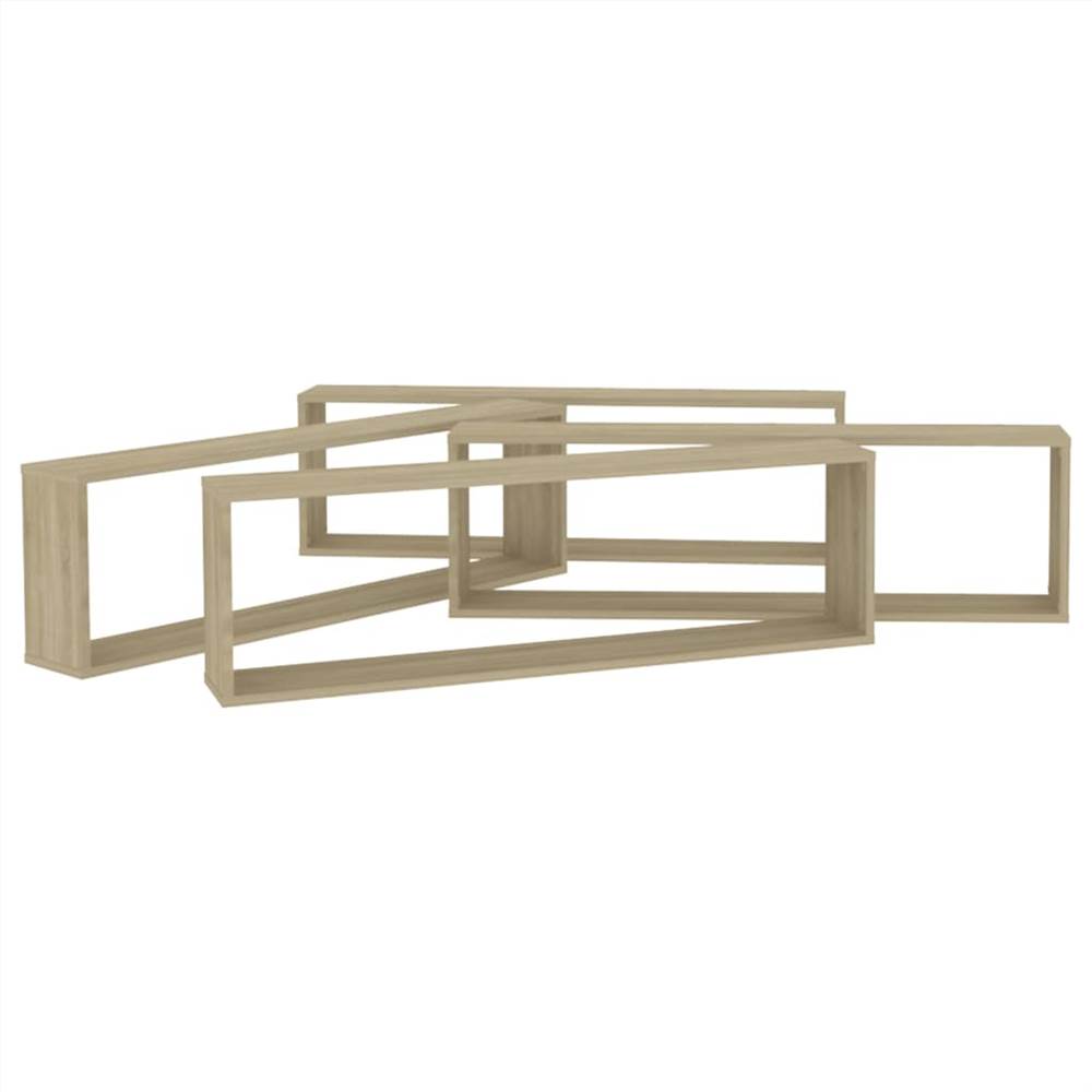 Wall Cube Shelves 4 pcs Sonoma Oak 100x15x30 cm Chipboard