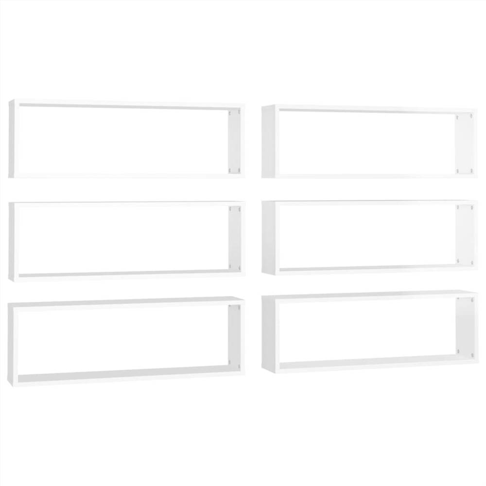 Wall Cube Shelves 6 pcs High Gloss White 80x15x26.5cm Chipboard