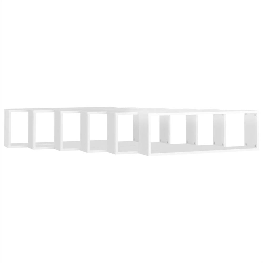 Wall Cube Shelves 6 pcs High Gloss White 80x15x26.5cm Chipboard