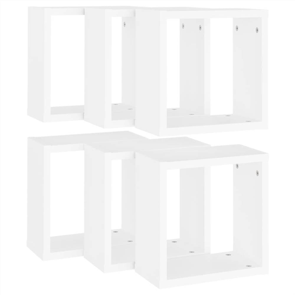 Wall Cube Shelves 6 pcs White 30x15x30 cm