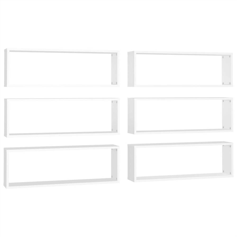 Wall Cube Shelves 6 pcs White 80x15x26.5 cm Chipboard