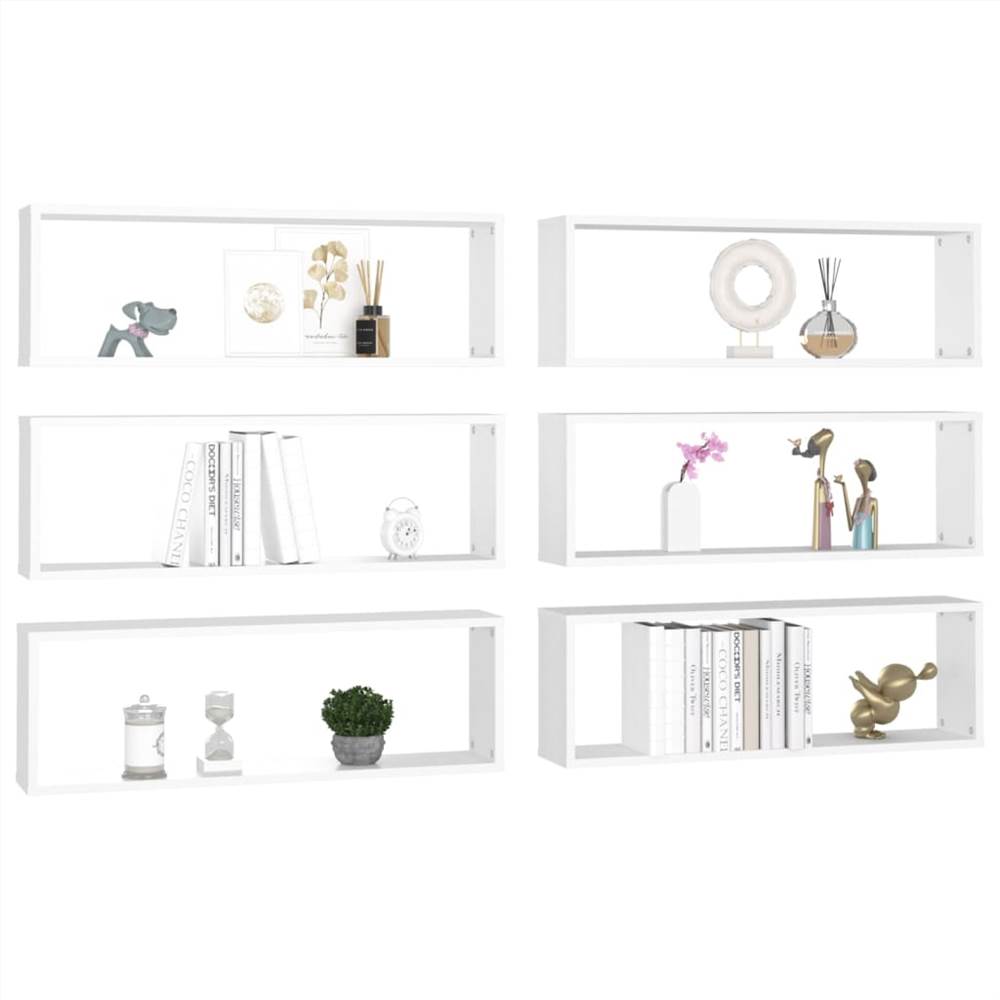 Wall Cube Shelves 6 pcs White 80x15x26.5 cm Chipboard