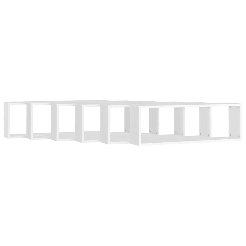 Wall Cube Shelves 6 pcs White 80x15x26.5 cm Chipboard